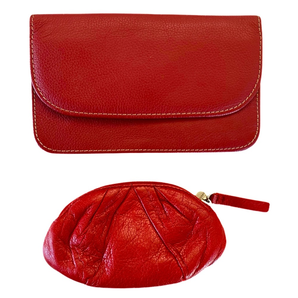 Oroton Leather red coin pouch & Red card wallet
